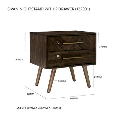 SIVAN BEDSIDE TABLE WITH 2 DRAWER 822/1809